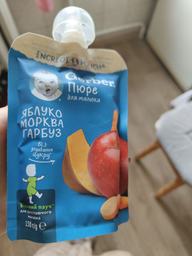 Упаковка Фруктово-овочевого пюре Gerber з Яблук Моркви та Гарбуза для дітей із 6 місяців 150 г х 12 шт (8445290223340) фото від покупців 5