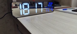Часы настольные электронные Losso Premium (BT) LONG с LED подсветкой и термометром (белые), будильник фото от покупателей 4