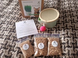 Набір для вирощування мікрозелені Трава Для Котів Panda microgreen Cat's на 3 врожаї з багаторазовим контейнером для вирощування фото от покупателей 4