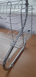 Подставка сушка для посуды настольная кухонный органайзер для тарелок двухярусный с поддоном из нержавеющей стали Серебристый (50221093) фото от покупателей 8