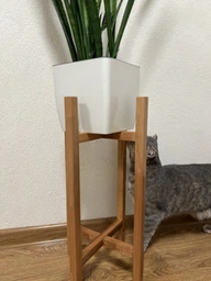 Підставка під вазон з натурального дерева білого кольору WoodDecor середня
