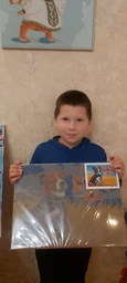 Алмазна вишивка на підрамнику ColorArt 30x40 Пес Патрон STP482 + Подарунок лак для покриття фото від покупців 1