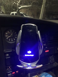 Тримач для телефону з бездротовою зарядкою та автоматичним відкриванням СРІБНИЙ фото от покупателей 12