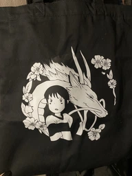 Эко сумка шоппер на молнии Унесённые призраками Тихиро Огино Сэн и Хаку (Spirited Away Chihiro Ogino Sen and Haku) (9227-2647) 41x35 см Черный