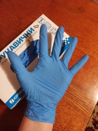 Перчатки смотровые нитриловые Юрія-фарм нестерильные неприпудренные Размер L 100 шт Синие (4823089500201) фото от покупателей 2
