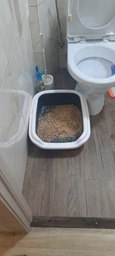 Туалет для кішок Природа Comfort L глибокий, без сітки, під пісок, з рамкою, Сірий, 49 х 39 х 15 см (4823082416981)
