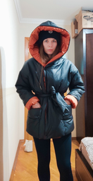 Пуховик двухсторонний зимний женский Seventeen 2091.5464 2XL-3XL Черный с бежевым (Sev2000000183459)