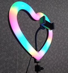 Кольцевая светодиодная led лампа rgb в форме сердца радужная с штативом 2 метра JM33-13 блютуз пультом для селфи блогеров визажистов салонов фотосессий съемки тик тока комплект набор блогера лед кольцо ргб сердечко мультиколор разноцветное 33 см фото от покупателей 16