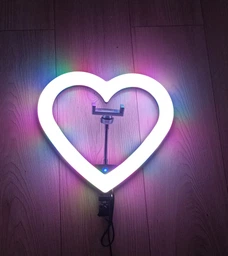 Кольцевая светодиодная led лампа rgb в форме сердца радужная с штативом 2 метра JM33-13 блютуз пультом для селфи блогеров визажистов салонов фотосессий съемки тик тока комплект набор блогера лед кольцо ргб сердечко мультиколор разноцветное 33 см фото от покупателей 15