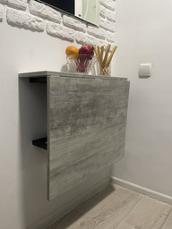 Стол раскладной Александр 7 Ferrum-decor 750x600x700 Черный металл ДСП Бетон 16 мм (ALEKS007) фото от покупателей 1