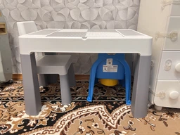 Комплект дитячий стіл для конструктора та стілець, multicolor