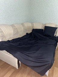 Комплект постельного белья Эней-Плюс Двуспальный 175x210 см Luxe-0025 черный Microfiber (4820001412222) фото от покупателей 2