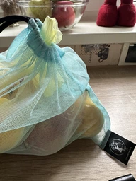 Багаторазовий еко мішок для продуктів Corgi bags мішечки з сітки розмір М 27х30 см блакитний фото від покупців 2