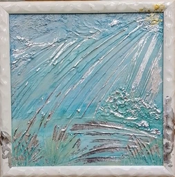 Подарунковий набір для створення картини у техніці "Рідкий акрил/Fluid art". Палітра: "Ocean Heart". 30(см) круг фото от покупателей 4