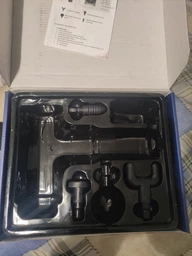 Ударный массажный пистолет для тела Fascial Gun Black для спины и всего тела мышечный массажер с 4 насадками фото от покупателей 1