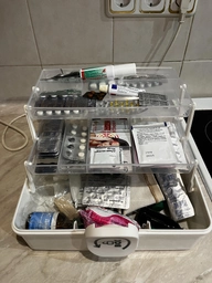 Аптечка, органайзер для медикаментов пластиковый белый MVM PC-16 S WHITE