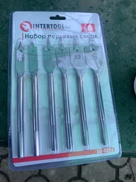 Набір пір'яних свердел по деревені 10, 12, 16, 18, 20, 25 мм (6 шт) INTERTOOL