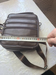 Практична чоловіча шкіряна сумка VINTAGE 21274 Bag з натуральної шкіри 20х23х7 см Коричневий фото від покупців 5