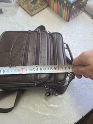 Практична чоловіча шкіряна сумка VINTAGE 21274 Bag з натуральної шкіри 20х23х7 см Коричневий фото від покупців 4