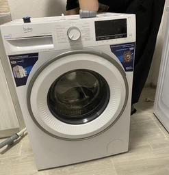 Стиральная машина Beko B3WFU 5723 W, фронтальная, узкая, 49 см, 7 кг, 1200 об/мин, C/A/B, 15 программ, инвертор, пар, дисплей, белый с белым люком фото от покупателей 10