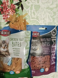 Промо набор лакомств Trixie PREMIO Duck Filet Bites для котов, филе утки сушеное 50 г 1 упаковка + Лакомство Trixie PREMIO Chicken Filet Bites для котов, филе куриное сушеное 50 г 1 упаковка (2700000031070) фото от покупателей 1