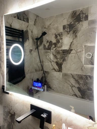 LED-зеркало 80x120см, с Smart-блоком, линзой с подсветкой и подогревом, модель Amado (Amado195)