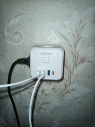 Сетевой фильтр разветвитель тройник 3EU розетки с выключателем + 2USB-C + 2USB-A Lencent PowerCube 4000W/16A Белый фото от покупателей 8