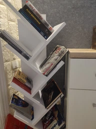 Полка для книг в форме дерева, напольная полка для дома из ДСП, Бетон, P-33BT