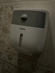 Держатель туалетной бумаги Ecoco настенный с полкой для телефона - White Grey фото от покупателей 2