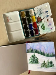 Набор акварельных красок Rosa Gallery Urban Sketching в металлическом пенале Бирюза 12 цветов кювета (4823098525691)