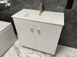 Тумба напольная RJ Atlas RJFU005-15GR серая 80 см с умывальником Jenor RZJ815 фото от покупателей 12