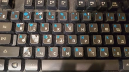 Наліпки наклейки на клавіатуру чорні Укр\Рус\Eng Blue фото від покупців 2