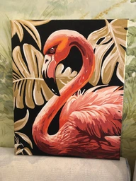 Набор для росписи по номерам Изысканный фламинго с красками металлик extra, 40x50 см, КНО6523