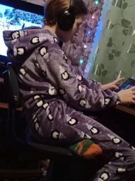 Детский теплый комплект (толстовка + штаны) для девочки Tair kids 895КС 116 см Пингвины фиолетовые (2100012400145)
