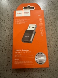 Перехідник USB на Type-C female adapter HOCO (3A, USB2.0). Black фото від покупців 2