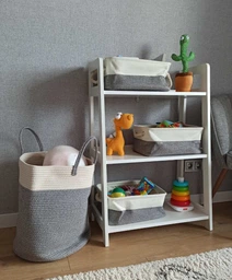 Ящик для зберігання з ручками MBM HOME TH-10 S GRAY/BEIGE текстильний сіро-бежевий фото від покупців 1