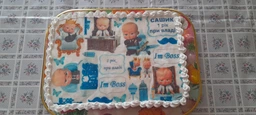 Вафельна їстівна картинка Бос за столом, метелики, один рік при владі, пляшечка вис.9,5-8см для дітей на торт (SNP - 01503)