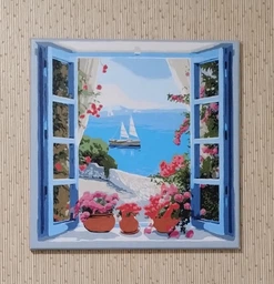 Картина по номерам Окно в морской пейзаж 40*40 см Идейка KHO 2778