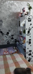 Набор наклеек на стену Happy Pocket Игривые Коты (котики мышка рыбка лапки) виниловые наклейки в детскую матовая Черный (HP-012-070M) фото от покупателей 3