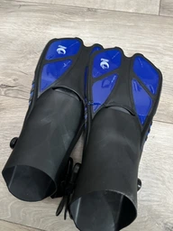 Спортивні ласти для плавання VelaSport Shark (32/36) регульовані для дайвінгу, снорклінгу, басейну, підводного полювання Довжина 35см. з Відкритою п'ятою Дитячі та дорослі Блакитні