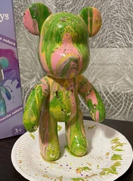 Флюїдне ведмежа Punk Fluid Bear Bearbrick з фарбами 3 шт набір для творчості зроби сам DIY ведмедик розмальовка 23 см на подарунок фото від покупців 8