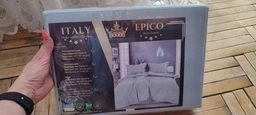 Однотонна постільна білизна Сатин Страйп Epico ITALY Полуторний 150х220 простирадло на резинці Сірий фото від покупців 2