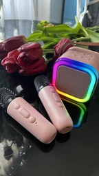 Детский беспроводной караоке микрофон с колонкой 2в1 К12 Беспроводная Bluetooth колонка фото от покупателей 3