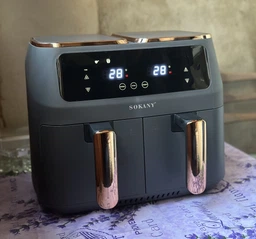 Аэрогриль-фритюрница SOKANY SK-ZG-8030 8 литров с двумя отделениями серая 2800 Вт 10 режимов приготовления мультипеч фото от покупателей 2