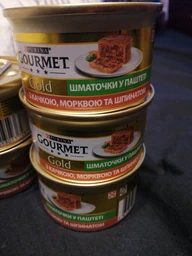 Влажный корм для кошек Purina Gourmet Gold с уткой, морковью и шпинатом, кусочки в паштете (12х85г) фото от покупателей 4