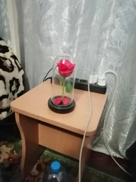 Роза в стеклянной колбе с подсветкой Love Stories Roses, 20 см, красная, ночник фото от покупателей 1