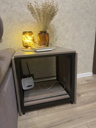 Стол журнальный трансформер Куб Комбо Ferrum-decor 540x532x500 Черный металл ДСП Дуб Сан-Марино 16 мм (KUB002) фото от покупателей 1