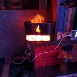 Нічник Соляна лампа FLAME Aroma Difusser з ультразвуковим зволожувачем повітря та імітацією полум'я резервуаром для ефірної олії аромадифузор Белый