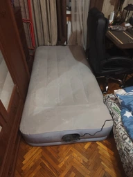 Кровать надувная Intex 99х191х30см, встроенный насос 220V, серо-синяя, 64116 фото от покупателей 2