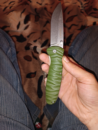 Нож складной Ganzo G6252 (длина: 210мм, лезвие: 89мм, сатин), зеленый фото от покупателей 2